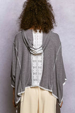 POL Short Sleeve Hoodie Top with Lace Detail