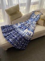 Smocked Printed Wide Strap Dress