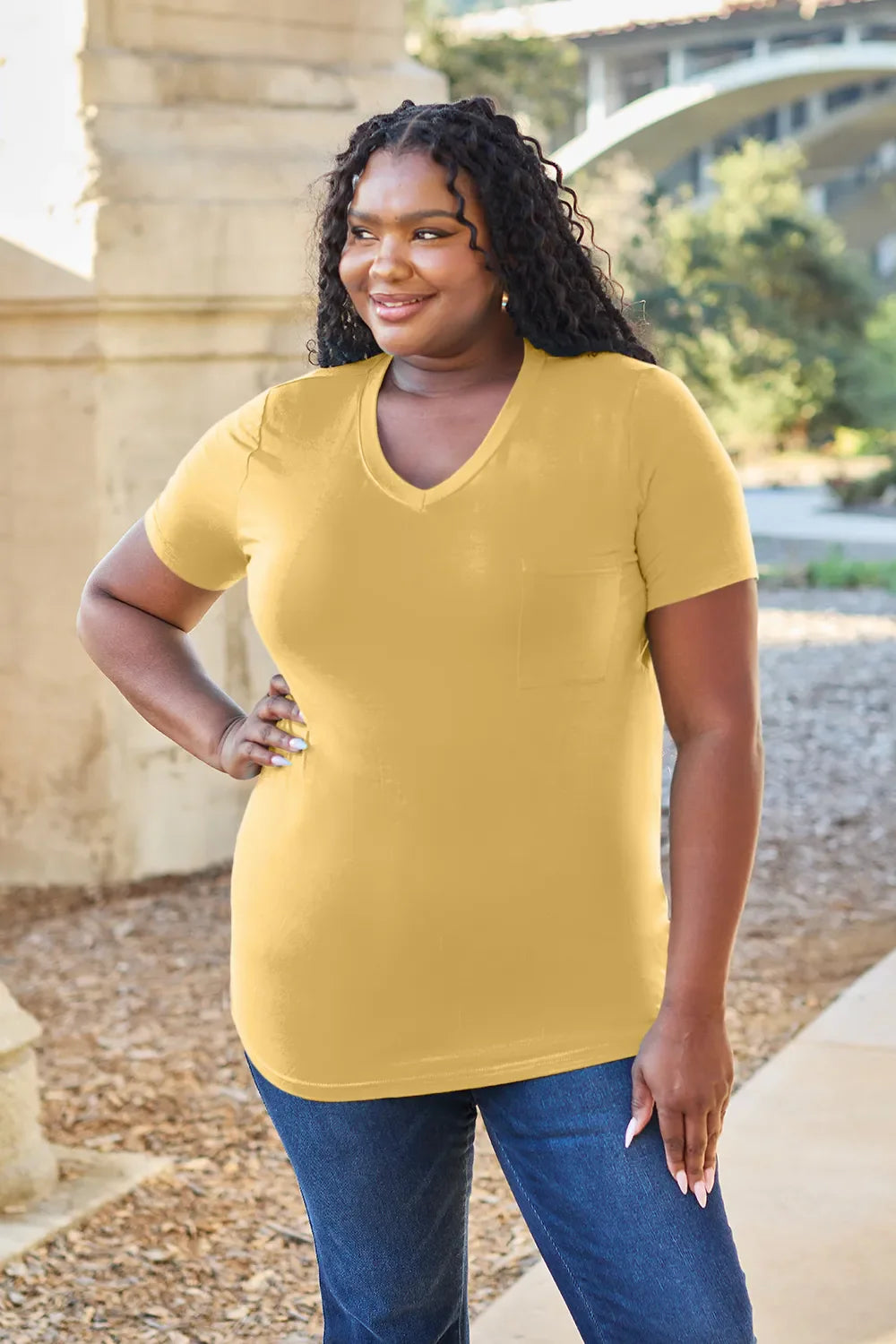 Basic Bae Bamboo Full SizeV-Neck Short Sleeve T-Shirt