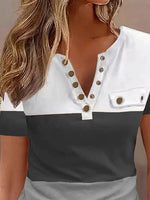 Color Block Short Sleeve Casual T-Shirt
