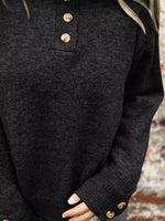 Full Size Button-Detail Turtleneck Sweater Plus Size
