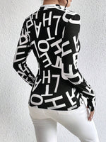 Animal Print Mock Neck Long Sleeve T-Shirt