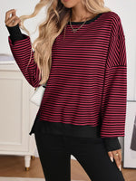 Exposed Seam Striped Contrast Sweatshirt
