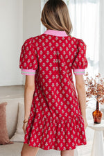 Floral Print Ruffle Hem Mini Dress