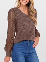 Lace Sleeve V-Neck T-Shirt