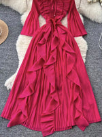Ruffled A-Line Midi Dress