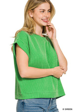 Zenana Raised Rib Cap Sleeve Top