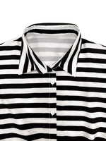 Striped Button-Up Belted Romper