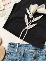 Floral Applique Round Neck Tank Top