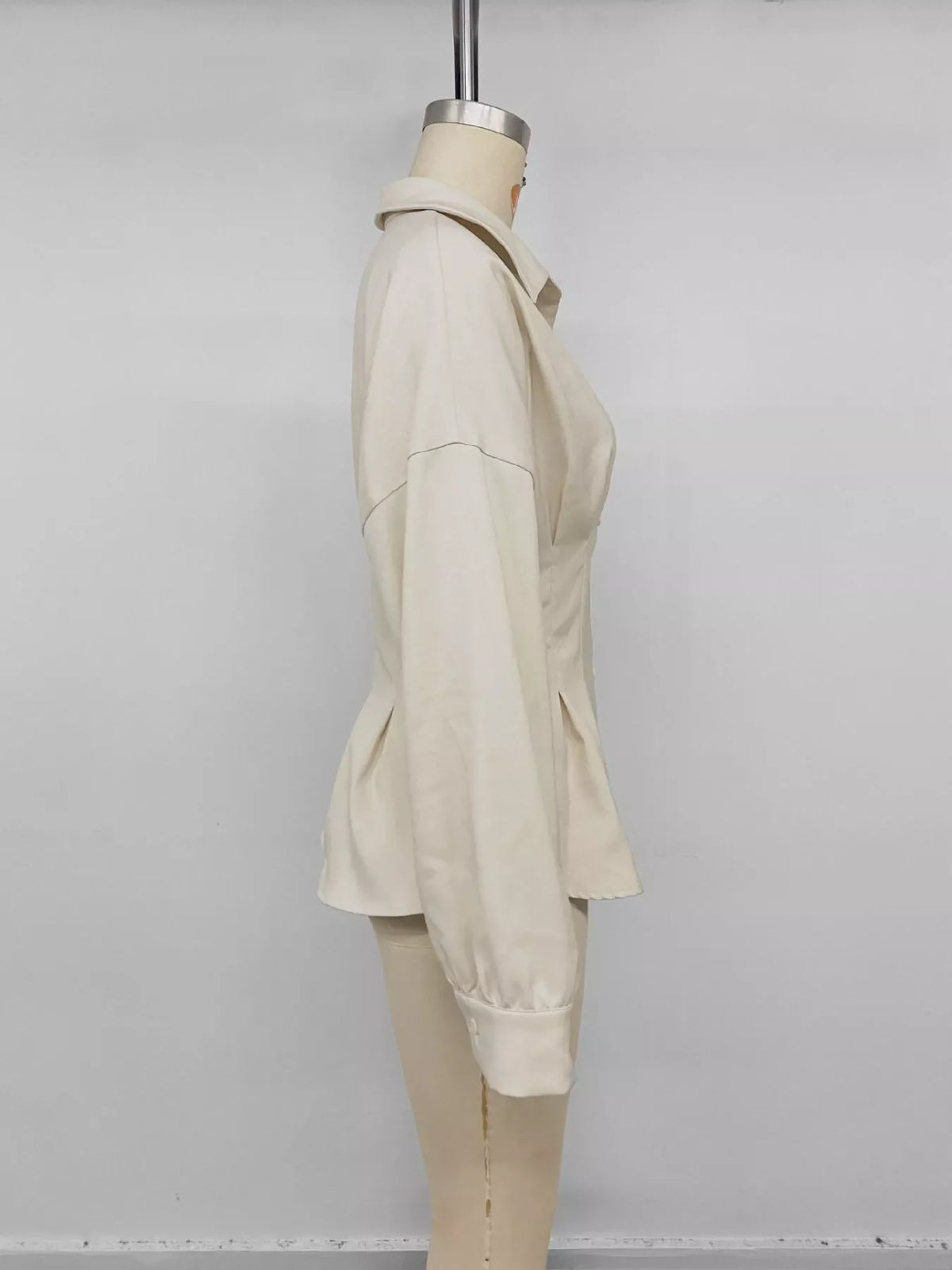Ruched Button-Up Peplum Shirt