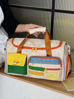 Multi-Pocket Color-Block Travel Bag
