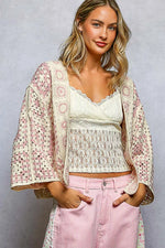 POL Open Front Crochet Cardigan with Granny Square Pattern