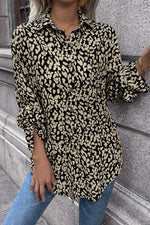 Ivy Lane Leopard Roll-Tap Sleeve Shirt
