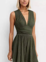 Deep V-Neck Ruched Sleeveless Romper