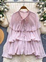 Ruffle Tiered Chiffon Blouse