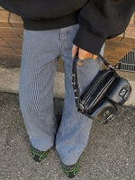 Striped Wide-Leg Jeans