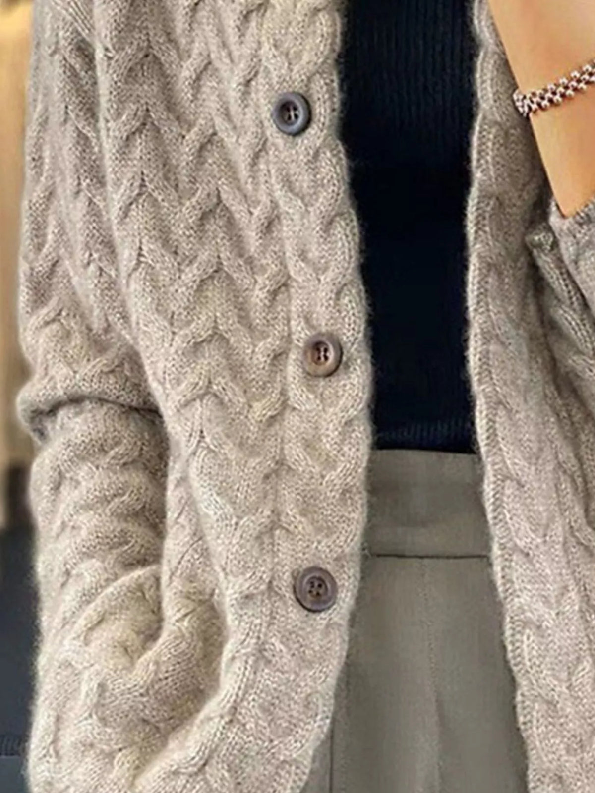 Textured Knit Button-Down Cardigan