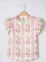 Floral Ruffle Sleeve Blouse