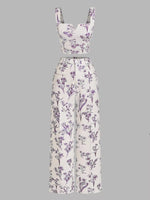 Floral Print Cami Top & Wide Leg Pants Set