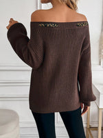 Leopard Bow Dropped Shoulder Sweater