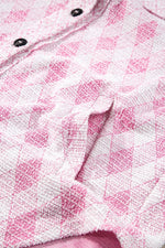Geometric Print Textured Flap Pocket Shacket