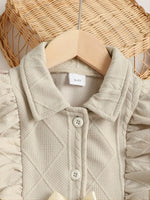Children's Ruffled Bow Collared Neck Dress