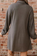 Waffle Knit Shirt Tunic Dress