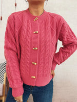 Cable Knit Button-Up Cardigan