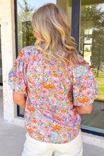 Floral Print Puff Sleeve Blouse