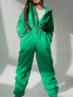 Zip Front Dropped Shoulder Jumpsuit