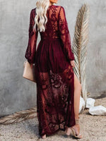 Floral Lace Slit Maxi Dress