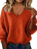 Full Size V-Neck Dropped Shoulder Sweater Plus Size