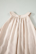 Hollowed Floral Lace Hem Patchwork Loose Halter Summer Dress