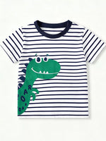 Children's Dinosaur Graphic Round Neck T-Shirt