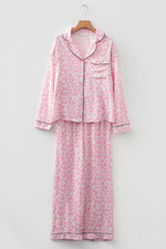 Leopard Print Button Up Top and Pants 2cps Pajama Set
