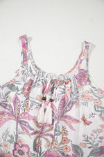 Multicolour Floral Tie Neck Sleeveless Mini Dress