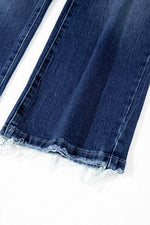 Mineral Wash Raw Hem High Waist Flared Jeans