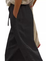 Casual Linen Drawstring Cropped Pants