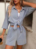 Textured Shirt and Shorts Set