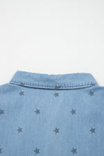 Double Chest Pocket Short Sleeve Denim Shirt