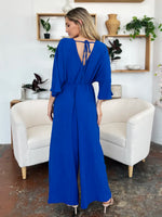 Double Take Full Size Surplice Wide Leg Jumpsuit with Pockets