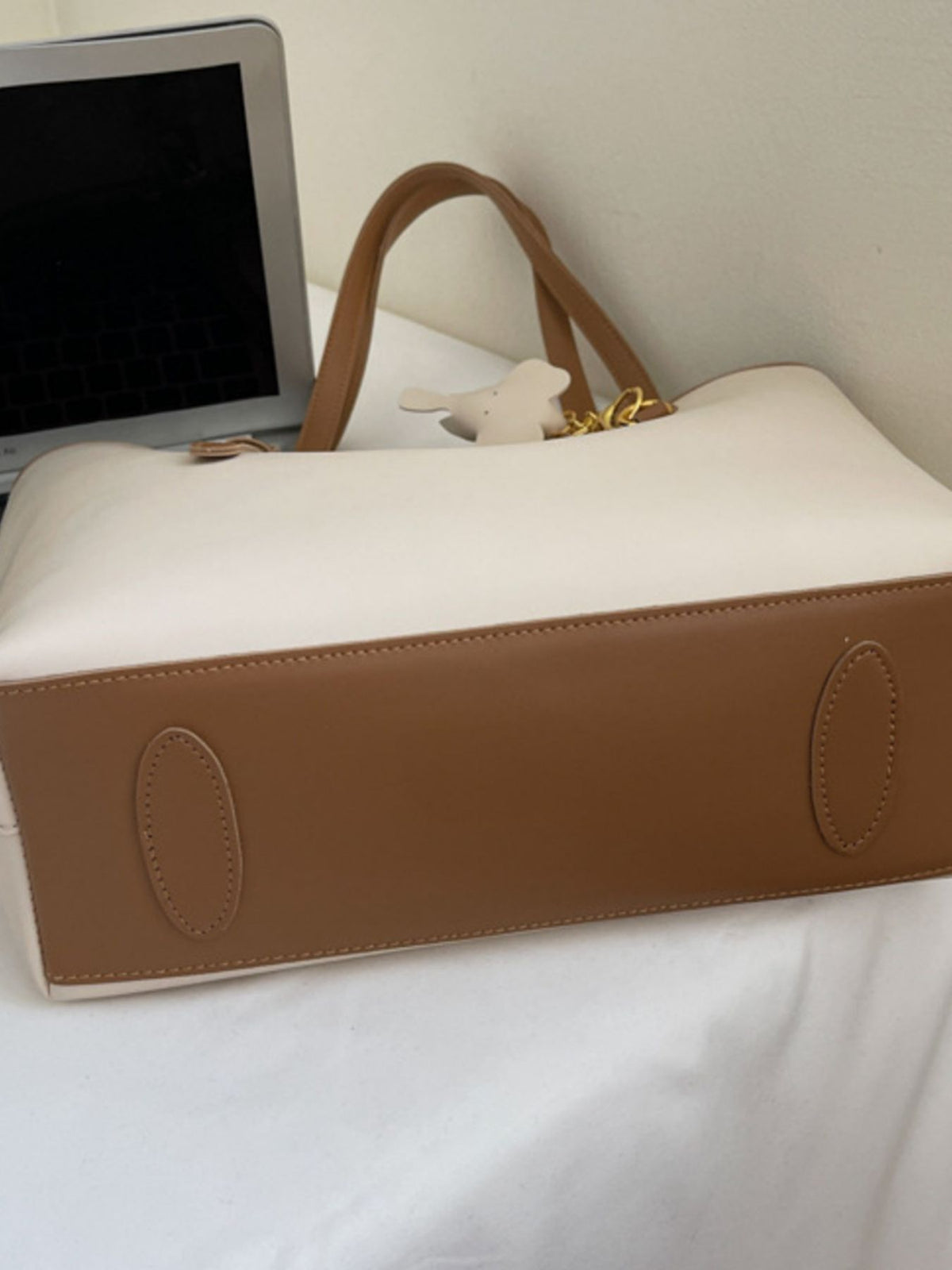 Contrast Leather Shoulder Bag