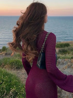 Slit Plunge Flare Sleeve Cover-Up Dress