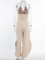 Halter Neck Vest & Wide Leg Pants Set