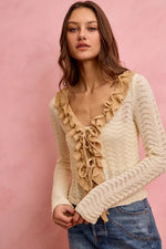 SO ME Pointelle Texture Lightweight Sweater Cardigan