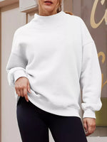 Mock Neck Dropped Shoulder Sweatshirt