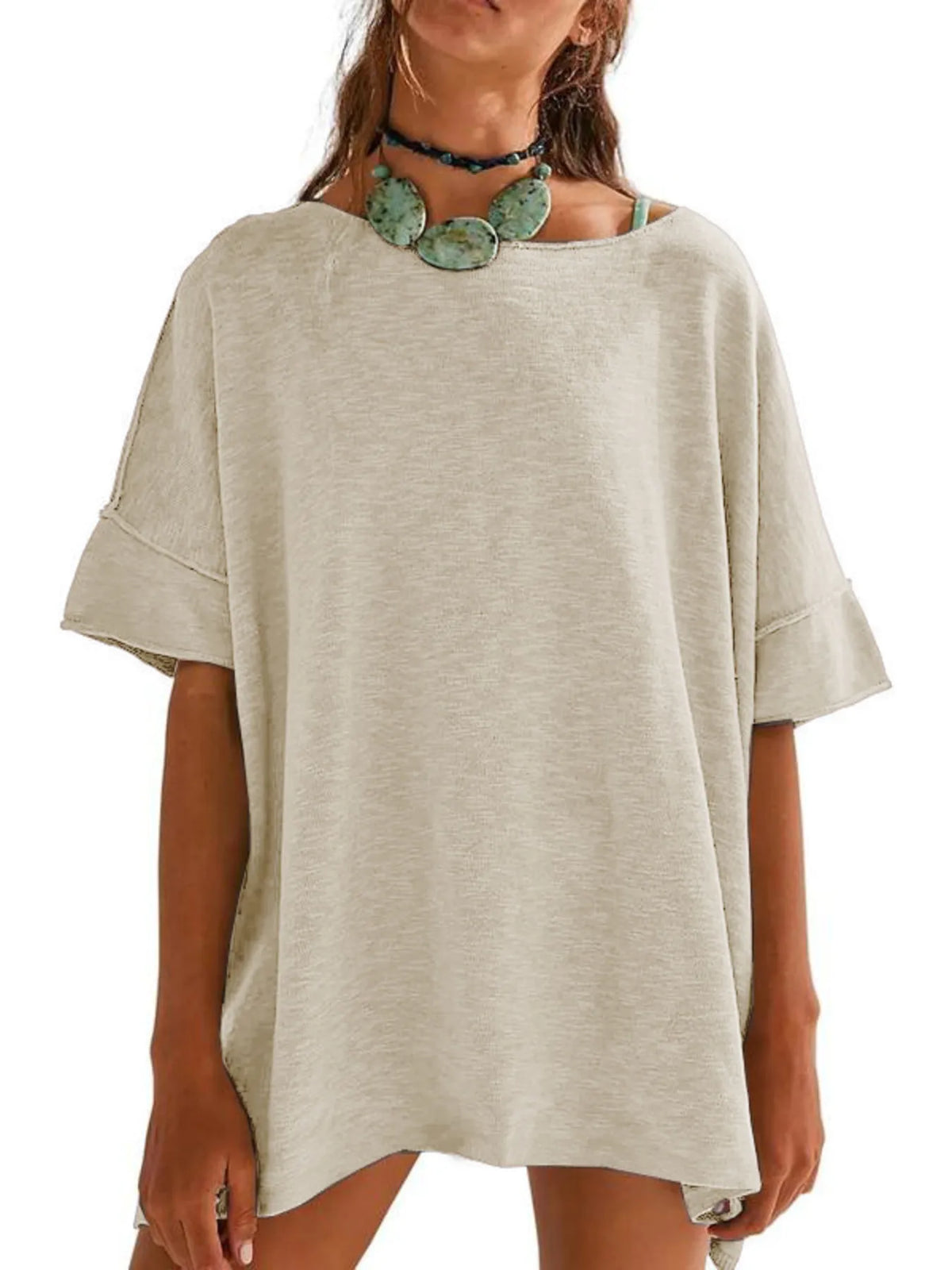 Oversized Round Neck Drop-Shoulder T-Shirt