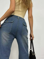 Wide Leg Contrast Stitching Jeans