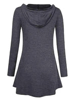 Longline Hooded Zip-Up Cardigan Coat with Flared Hem