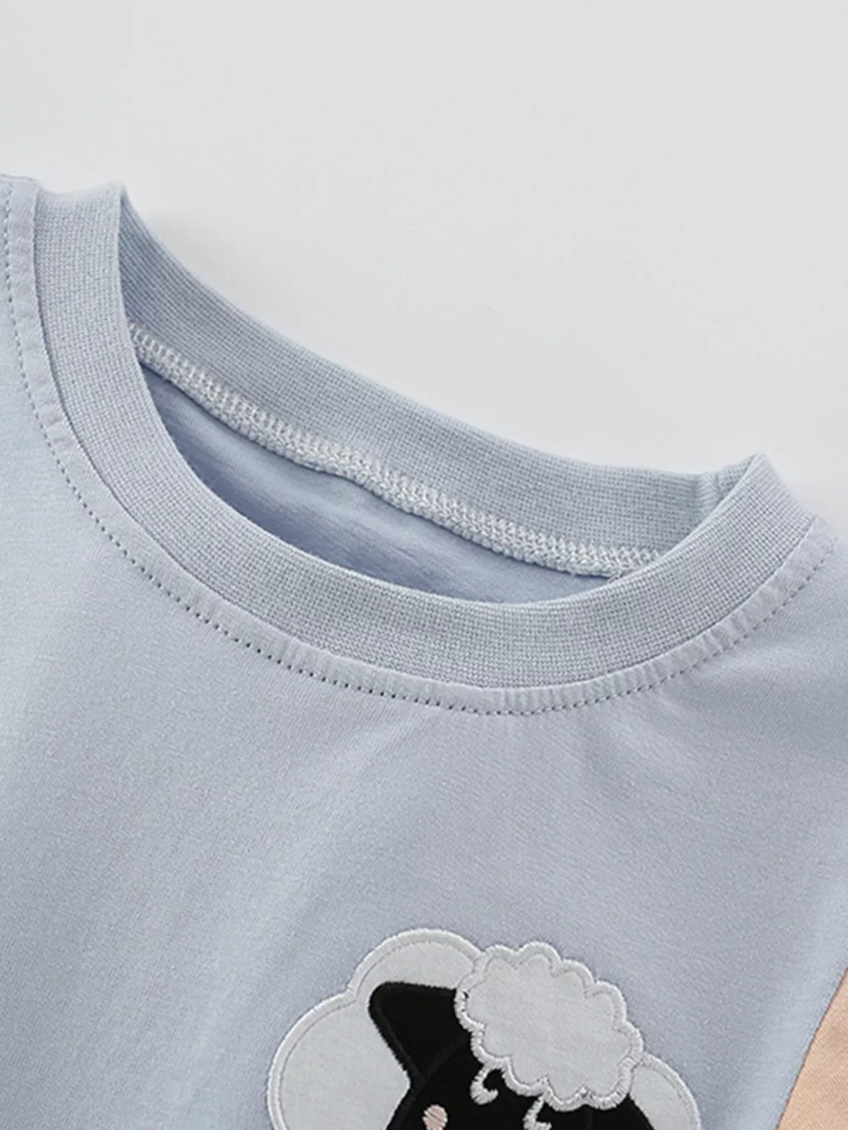 Children's Sheep Color Block Tee and Shorts Set